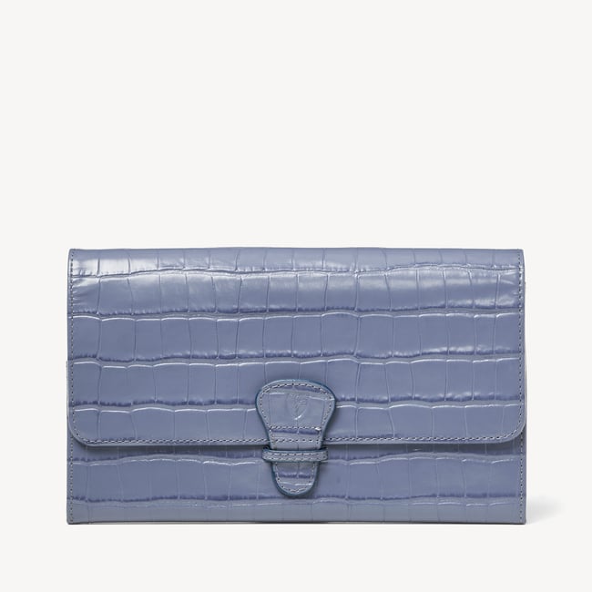 Classic Travel Wallet Deep Shine Heritage Blue Croc