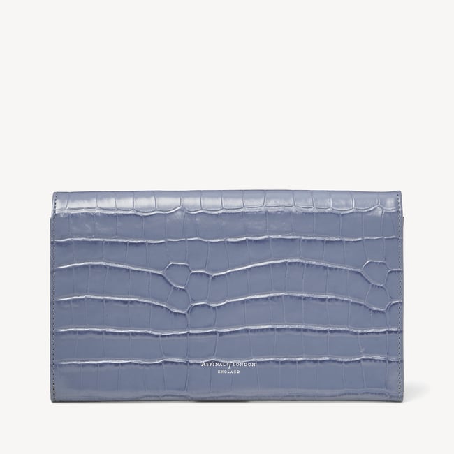 Classic Travel Wallet Deep Shine Heritage Blue Croc