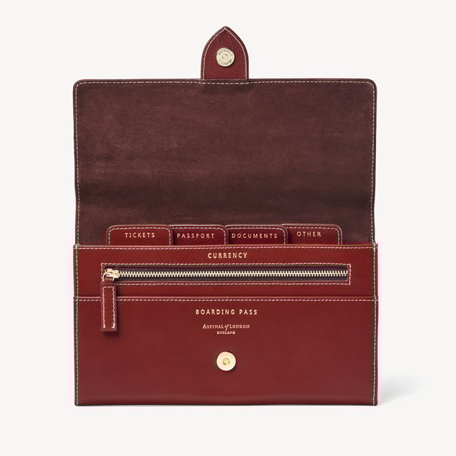 Deluxe Travel Wallet Smooth Cognac & Espresso Suede