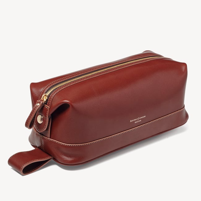 Men's Leather Wash Bag Smooth Cognac