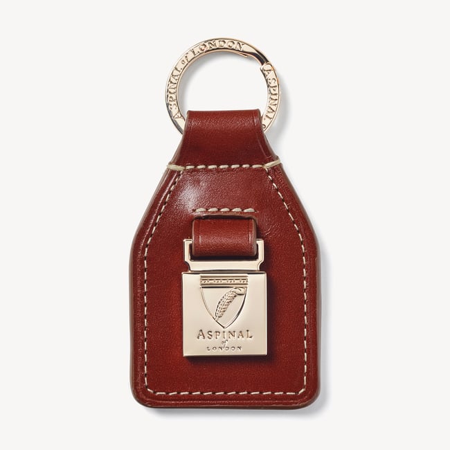 Shield & Plaque Keyring Smooth Cognac