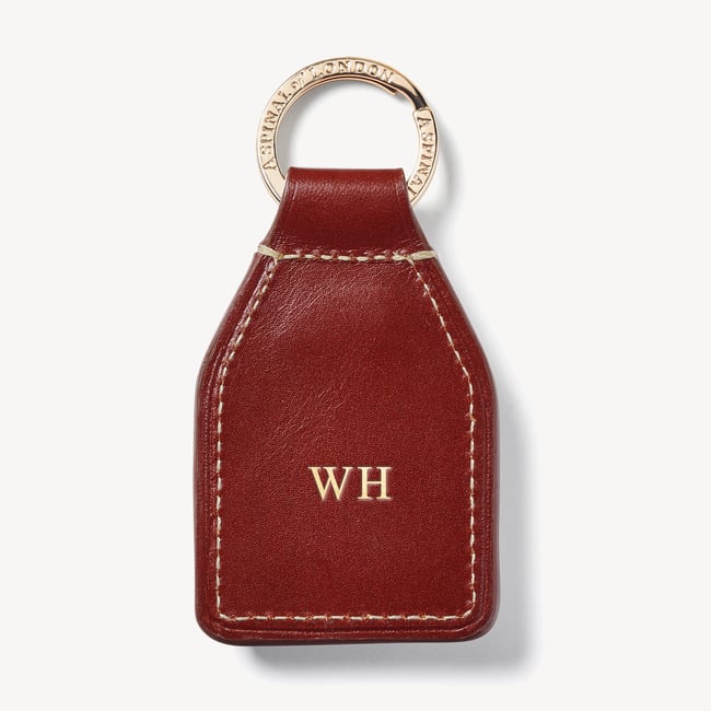 Shield & Plaque Keyring Smooth Cognac