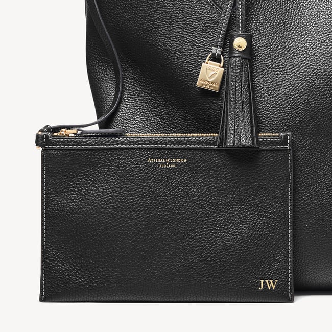 Hudson Tote Black Milled Pebble
