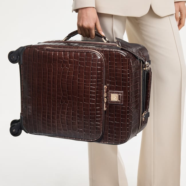 Connaught Cabin Suitcase Deep Shine Amazon Brown Croc