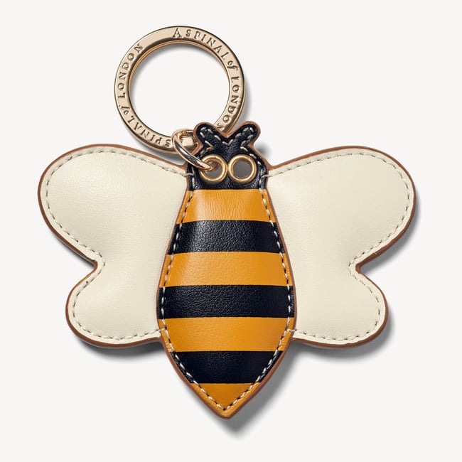 Bee Keyring Smooth Ivory, Black & Honey