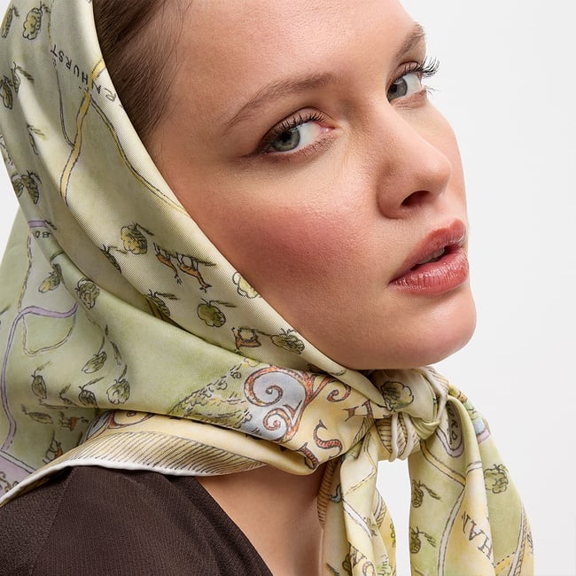 The Great British Season Silk Scarf Pistachio Pure Silk