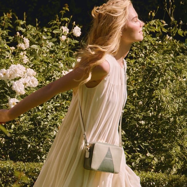Camera Crossbody Pistachio, Sage & Ivory Pebble