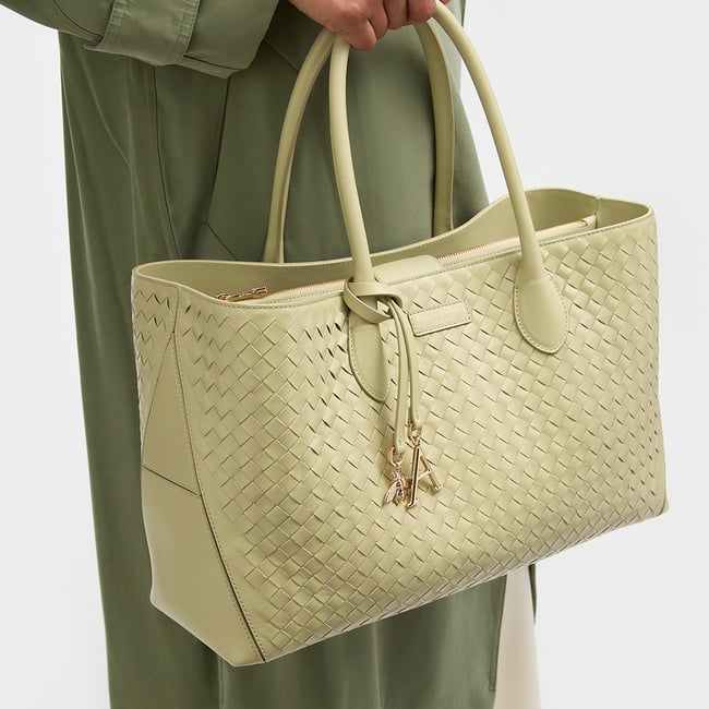 London Tote Pistachio Woven Leather