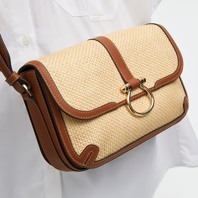 Resort Crossbody Natural Raffia & Smooth Tan