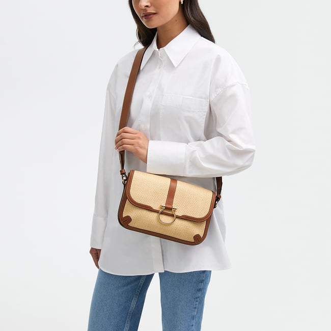Resort Crossbody Natural Raffia & Smooth Tan