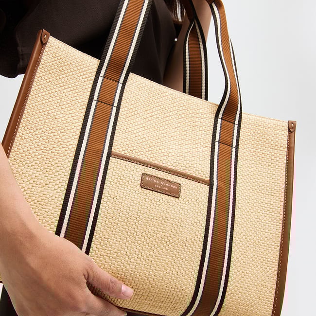 Henley Tote Natural Raffia & Smooth Tan