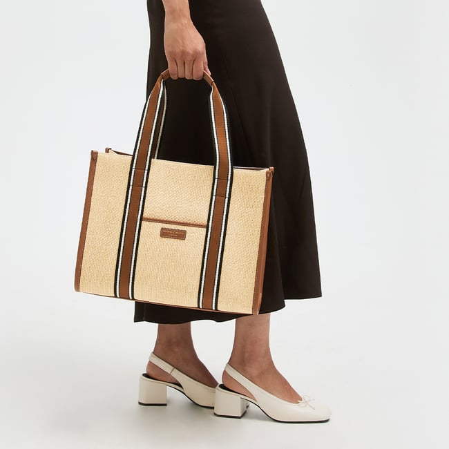 Henley Tote Natural Raffia & Smooth Tan