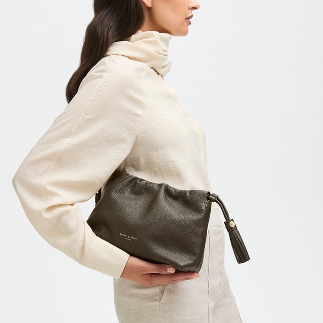 Hudson Large Crossbody Pouch Forest Green Milled Pebble