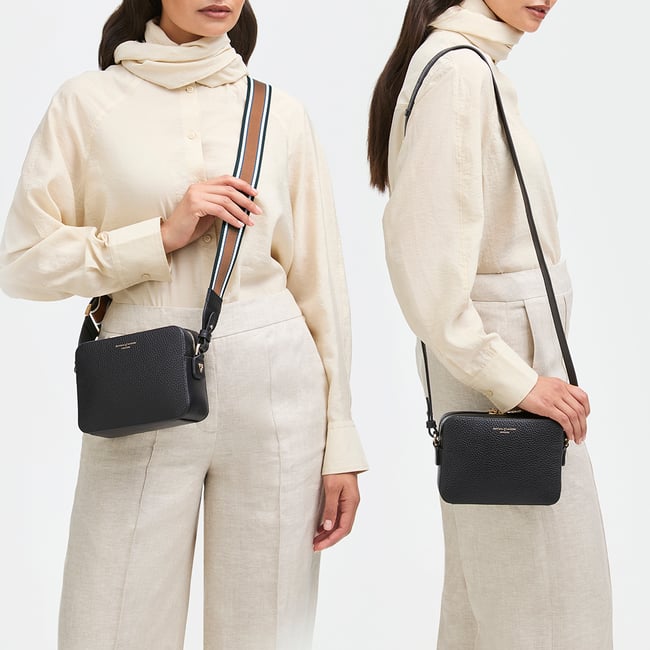 Camera Crossbody with Interchangeable Straps Black Pebble