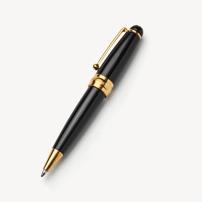 Baby Ballpoint Pen Black Enamel & 18ct Gold Plated