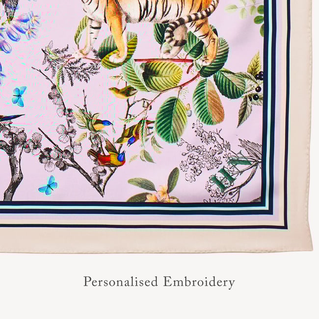 Tigers & Leopards Silk Scarf Lilac Pure Silk