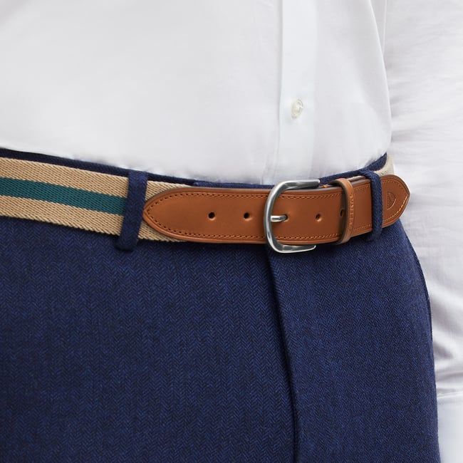 Webbing Belt Natural & Evergreen Stripes