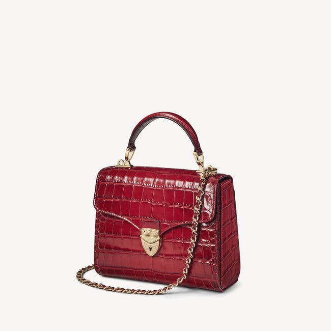 Top Handle Bag: Ruby Red Croc Midi Mayfair® Bag | Aspinal