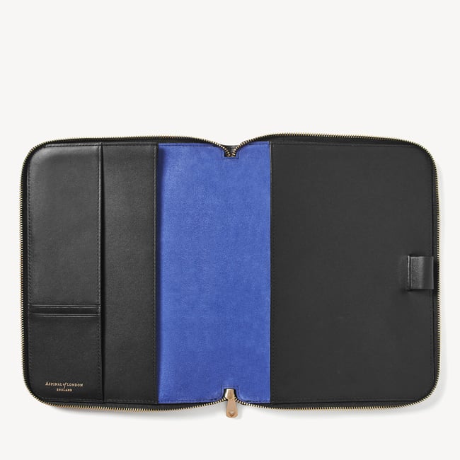 Sapphyr Professional Padfolio - Black Saffiano Leather Writing Portfolio For Business & Work