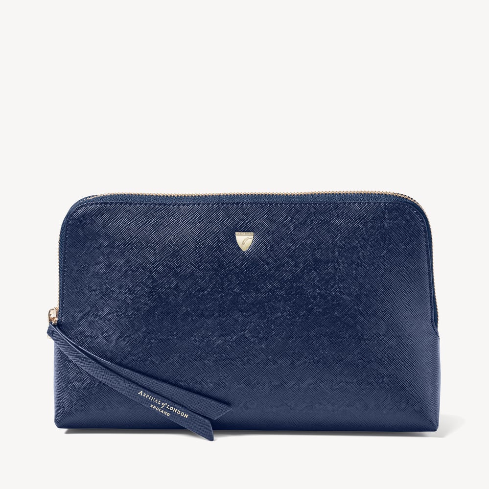 Large Essential Cosmetic Case Navy Saffiano