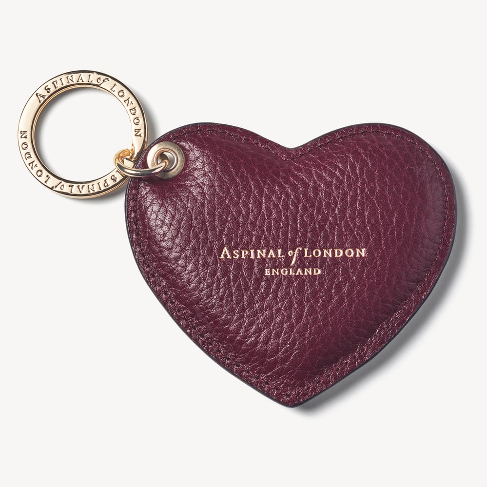 Heart Key Ring Burgundy Pebble