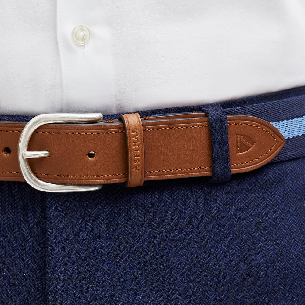 Webbing Belt Navy & Cornflower Blue Stripes