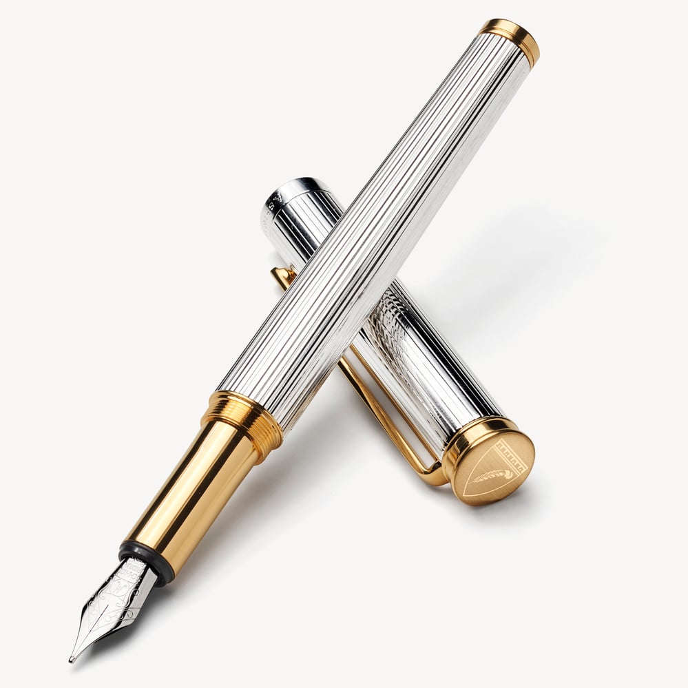 Regent Fountain Pen Sterling Silver 925 with 23ct Gold