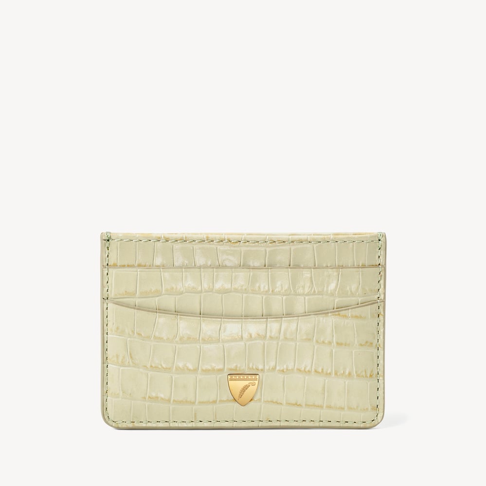 Slim Credit Card Holder Deep Shine Pistachio Small Croc