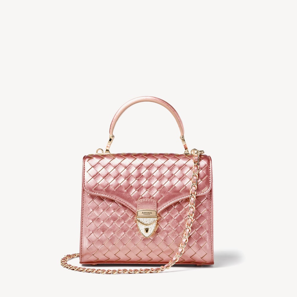 Midi Mayfair® Bag Blush Pink Metallic Woven Leather