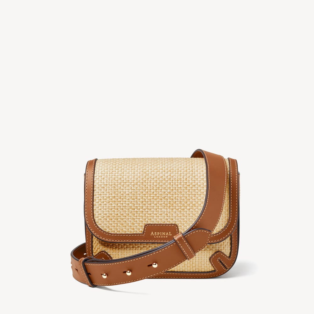 Ella Crossbody Bag Natural Raffia & Smooth Tan