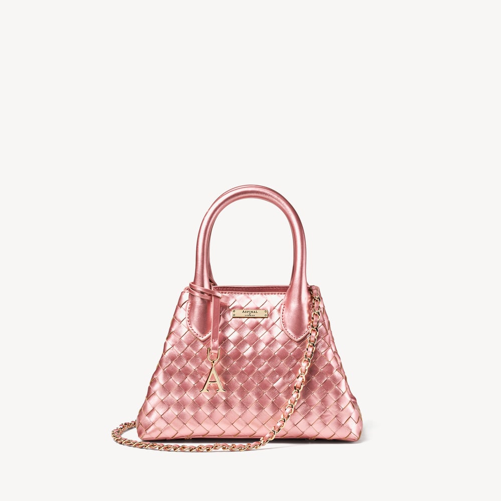 Paris Blush Pink Metallic Woven Leather