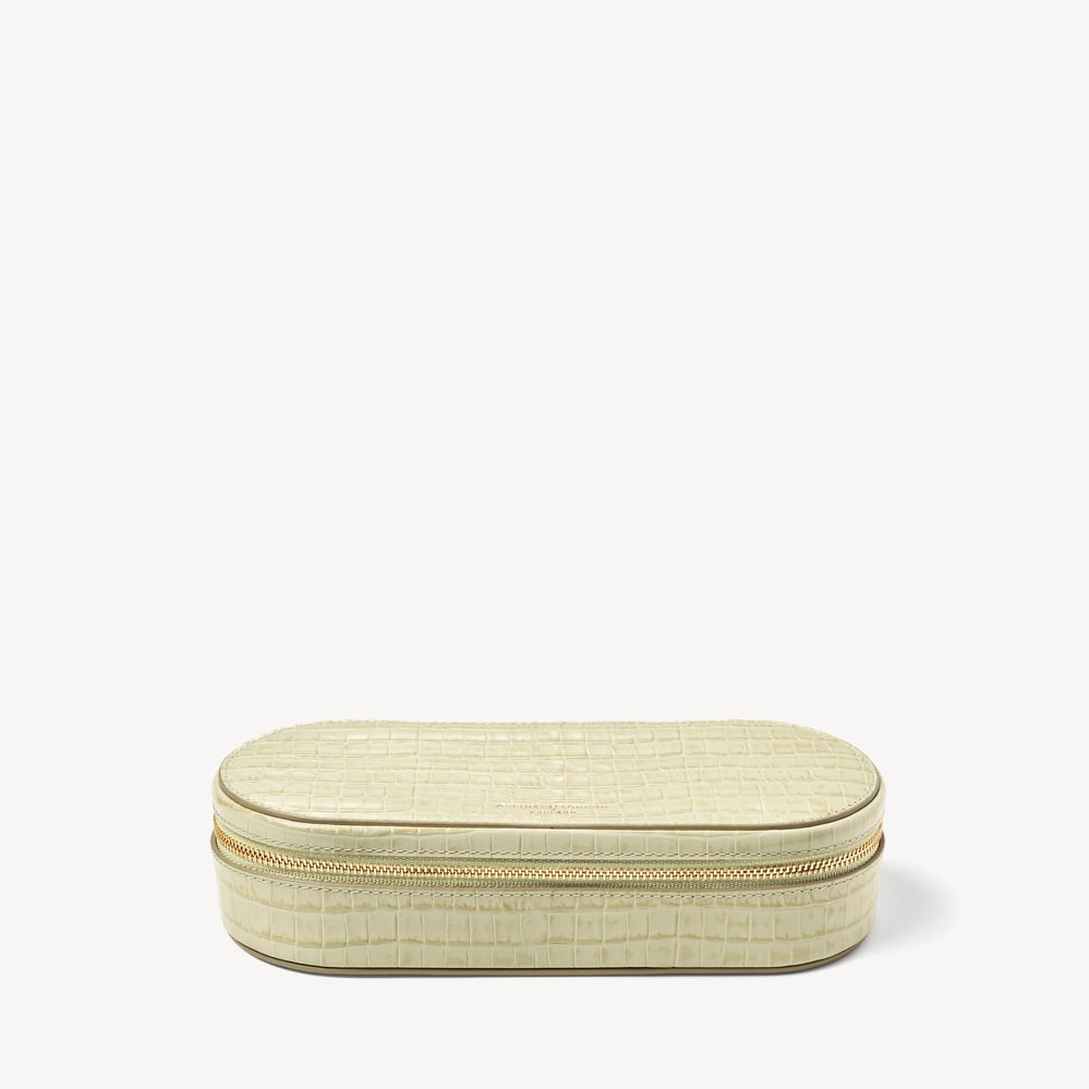 Jewellery & Watch Travel Case Deep Shine Pistachio Small Croc
