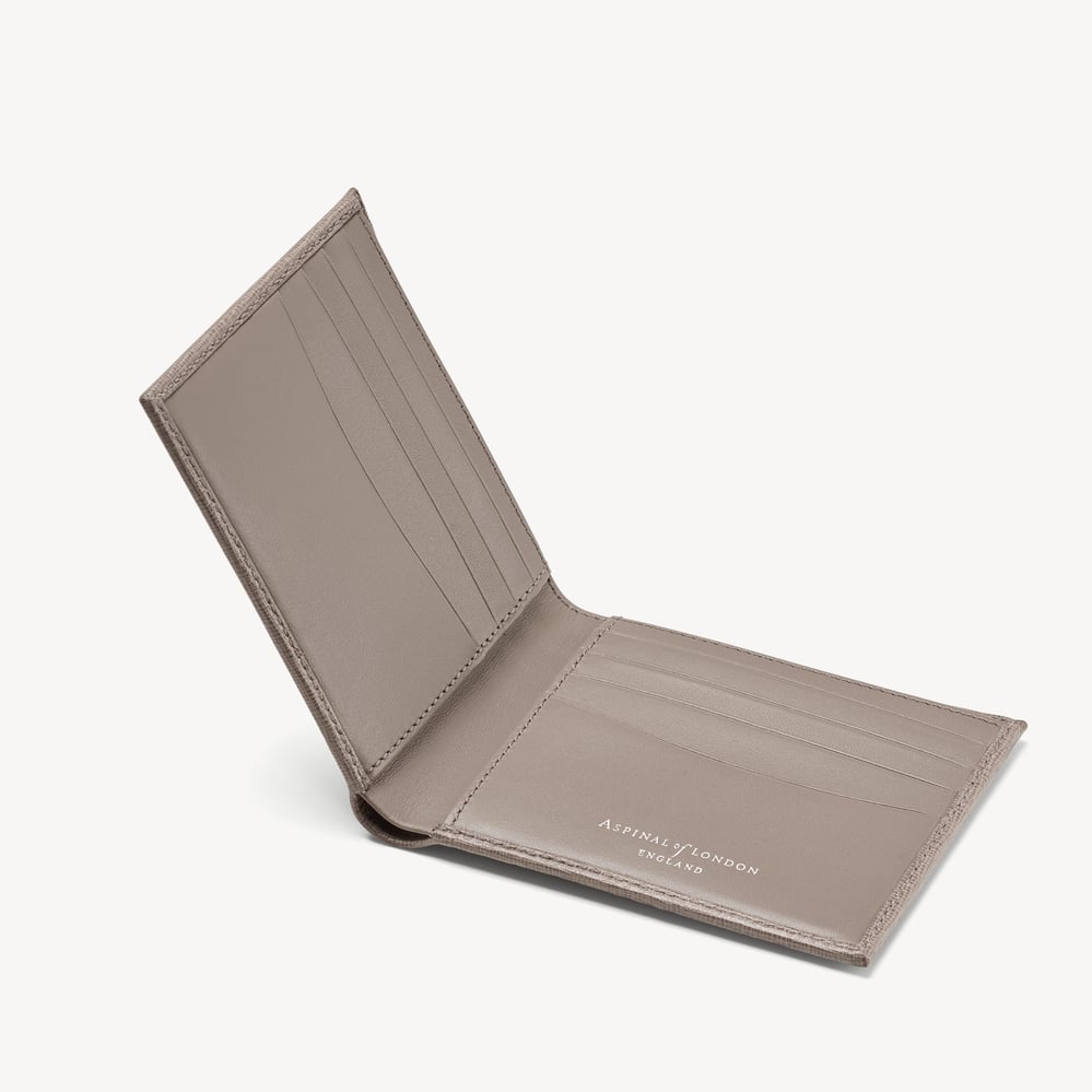 8 Card Billfold Wallet Warm Grey Saffiano