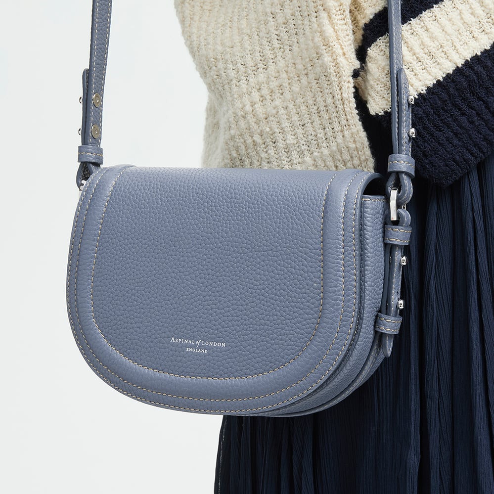 Small Stella Satchel Crossbody Heritage Blue Pebble
