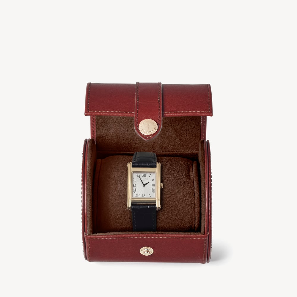 Travel Watch Roll Smooth Cognac & Espresso Suede
