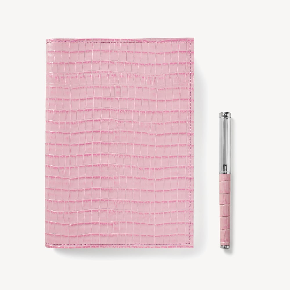 A5 Refillable Journal & Pen Set Deep Shine Powder Lilac Small Croc