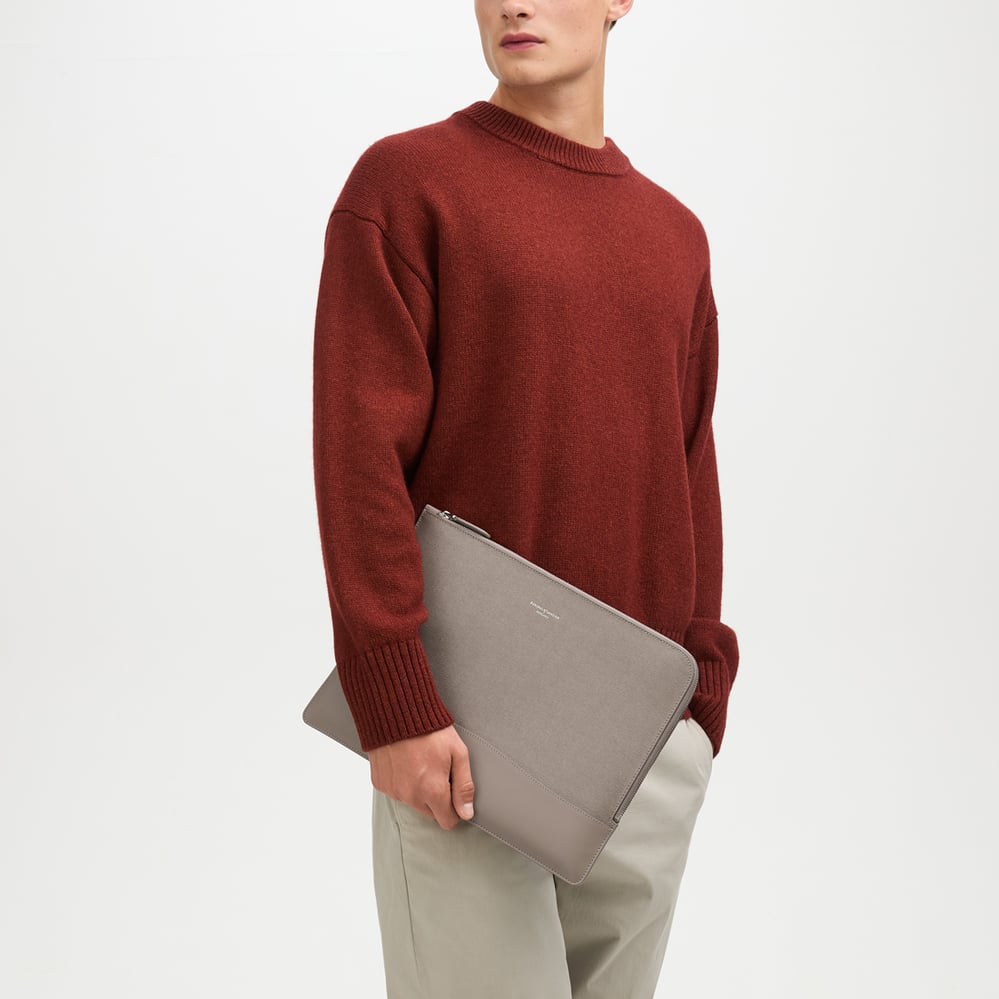 City Leather Folio Case Warm Grey Saffiano