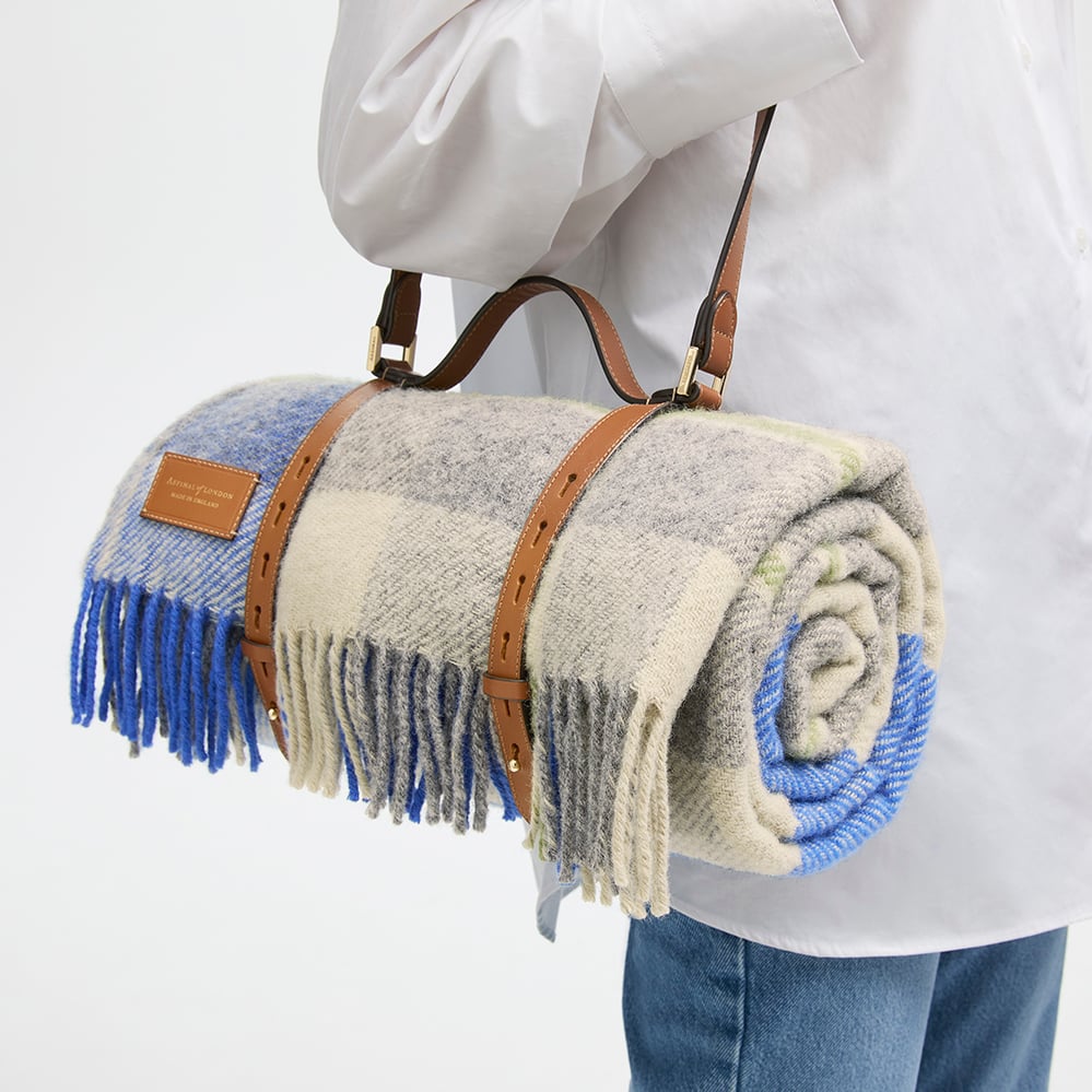 Picnic Blanket Collection Pistachio Pure New Wool & Smooth Tan