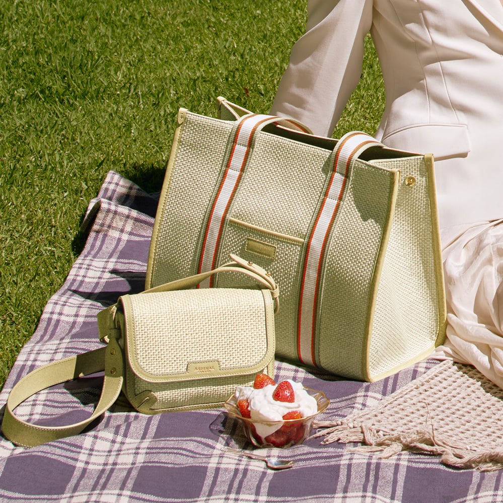 Ella Crossbody Pistachio Raffia & Smooth Pistachio