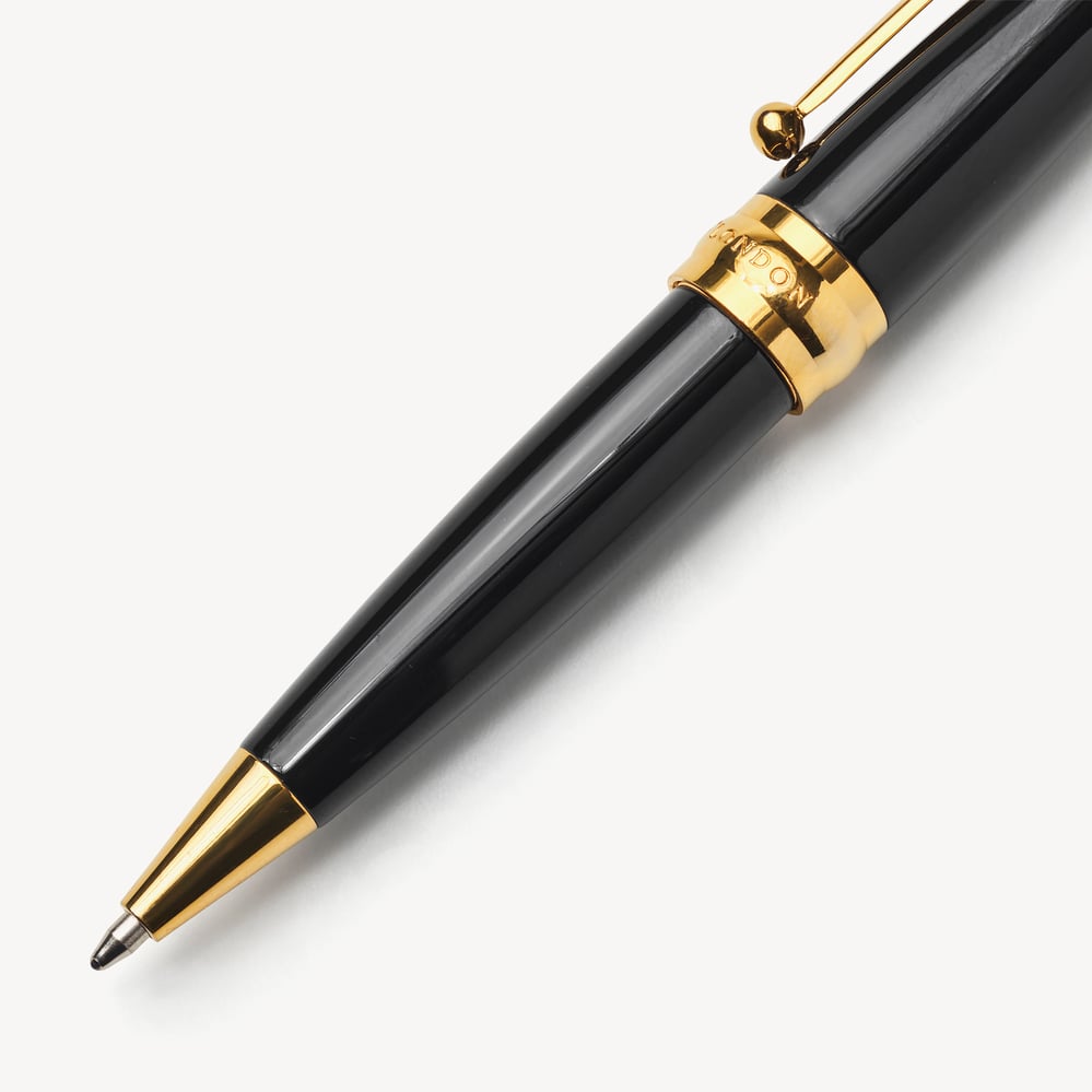 Baby Ballpoint Pen Black Enamel & 18ct Gold Plated