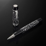 Luxury Engraved Pen in Black Acrylic & Sterling Silver from Aspinal of London