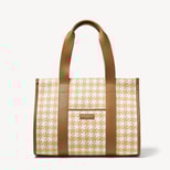 Henley Tote in Natural & White Raffia with Smooth Tan from Aspinal of London