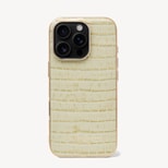 iPhone 16 Pro Case in Deep Shine Pistachio Small Croc from Aspinal of London