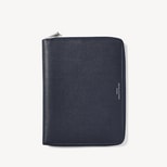 A5 Zipped Padfolio in Navy Saffiano & Cream Suede from Aspinal of London