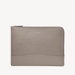 City Leather Folio Case in Warm Grey Saffiano from Aspinal of London