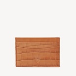 Slim Credit Card Holder in Deep Shine Marmalade Small Croc from Aspinal of London
