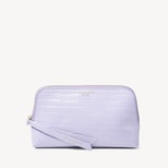 Small Essential Cosmetic Case in Deep Shine English Lavender Small Croc from Aspinal of London