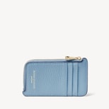 Zipped Coin & Card Holder in Azure Blue Pebble from Aspinal of London