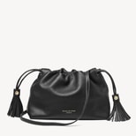 Hudson Large Crossbody Pouch in Black Milled Pebble from Aspinal of London