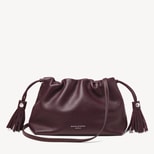 Hudson Large Crossbody Pouch in Wine Milled Pebble from Aspinal of London